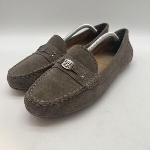 G.H. Bass & Co Beamer Driving Loafers Women's 9M Gray Suede Leather Slip On Shoe